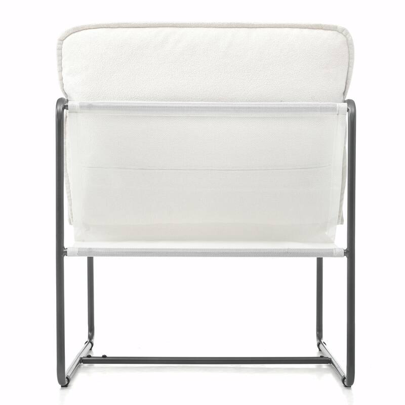 Iron Frame Accent Chair with High Armrest Design