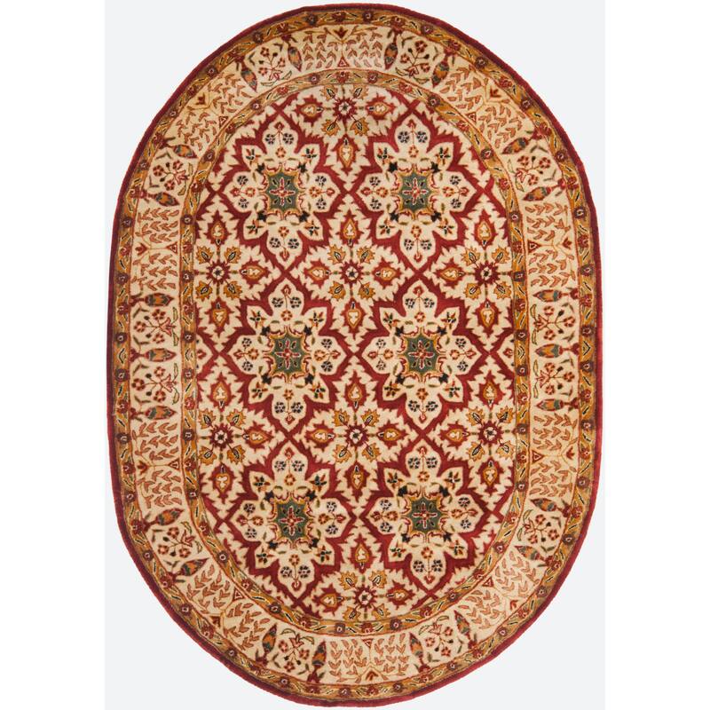 SAFAVIEH Handmade Persian Legend Esmihan Traditional Oriental Wool Rug - 5' x 8' Oval - Beige/Beige