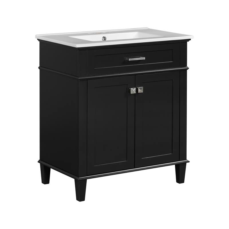 30-inch Bathroom Vanity With Ceramic Basin, Soft Close Door And Adjustable Shelves