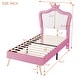preview thumbnail 4 of 54, PU Upholstered Princess Bed with LED Lights and Crown Headboard