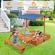 preview thumbnail 8 of 7, 3-in-1 Wooden Sandbox with Canopy Table Bench and Storage Bins Outdoor Playset for Kids - 81" x 49" x 51"