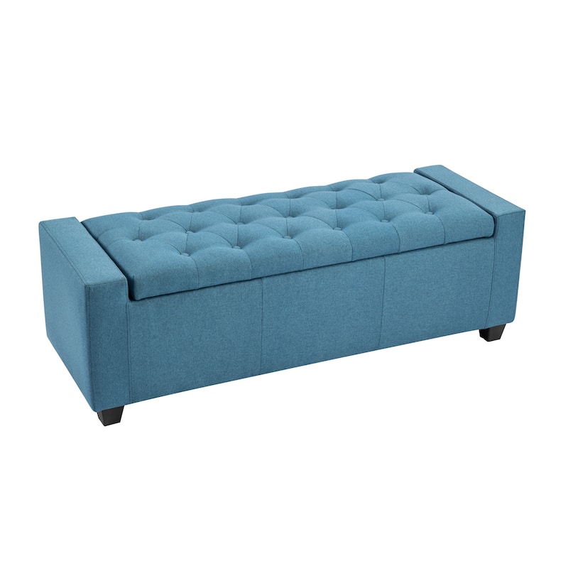 Porthos Home Iara Fabric Upholstered Flip Top Storage Ottoman Bench