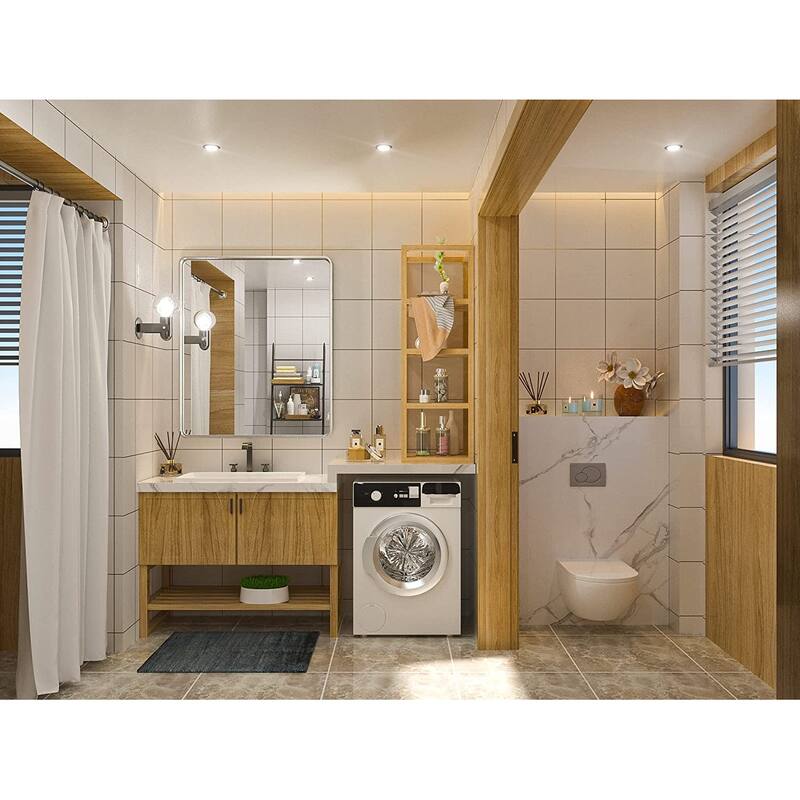 TETOTE Modern Metal Frame Wall Mounted Hanging Bathroom Vanity Mirror