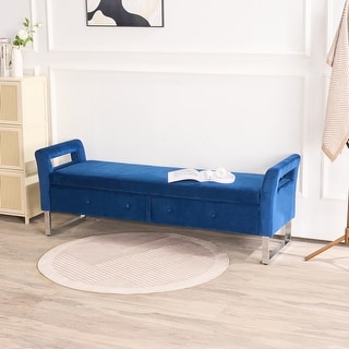 67.9"W Oversized Storage Bench,Upholstered Bedroom Bench with Armrest