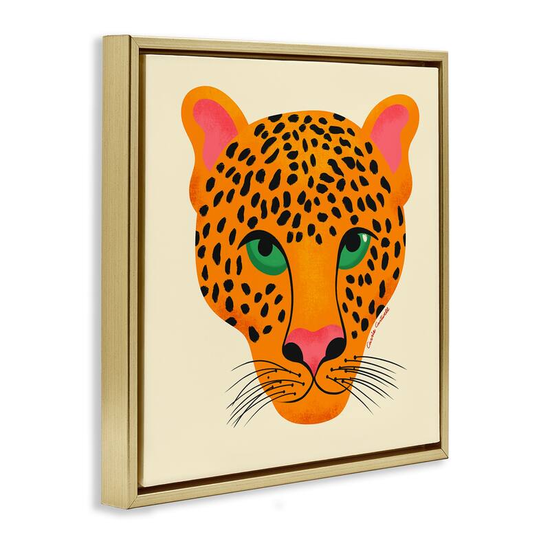 Stupell Modern Leopard Wildlife Face Framed Floater Canvas Wall Art Design By Carrie Cantwell