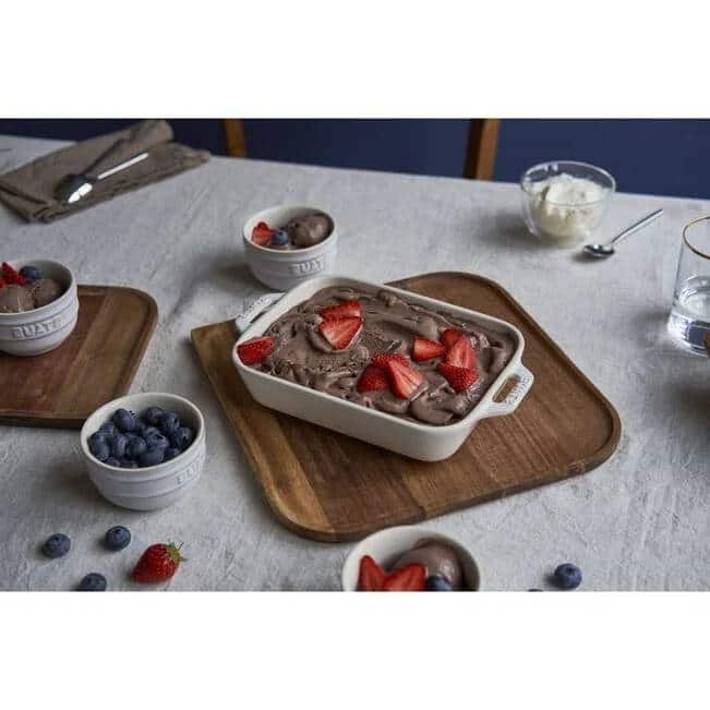 2 Piece Ceramic Stoneware Casserole Dish Set Non-Stick Rectangular Baking Dishes Oven Safe
