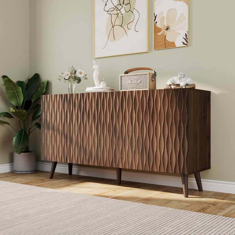 EROMMY 58" Accent Storage Cabinet with Adjustable Shelves, Sideboard Buffet with Doors for Living Room