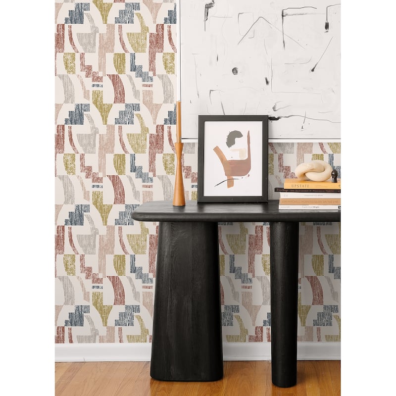 NuWallpaper Warm Multi Lenny Geometric Peel & Stick Wallpaper