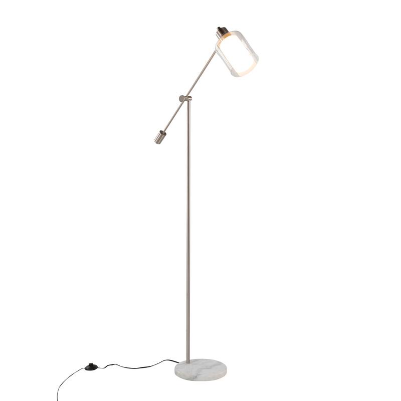 Lumisource Floor Lamp White Marble and Metal with Clear Frosted Glass - 29.5"Lx10.75"Wx73"H - White , Nickel - 29.5"Lx10.75"Wx73"H