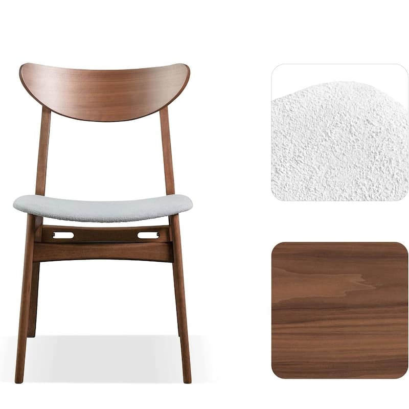 Walnut Finish Mid Century Modern Curved Back Side Chairs