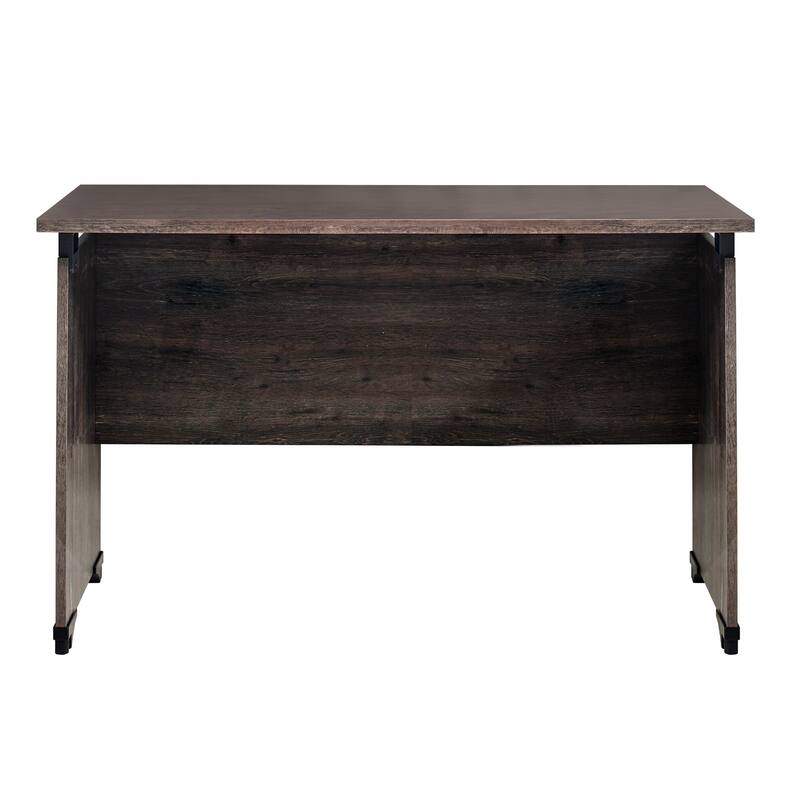 51 Inches Office Desk with 6 Drawer File Cabinet, Brown - Brown