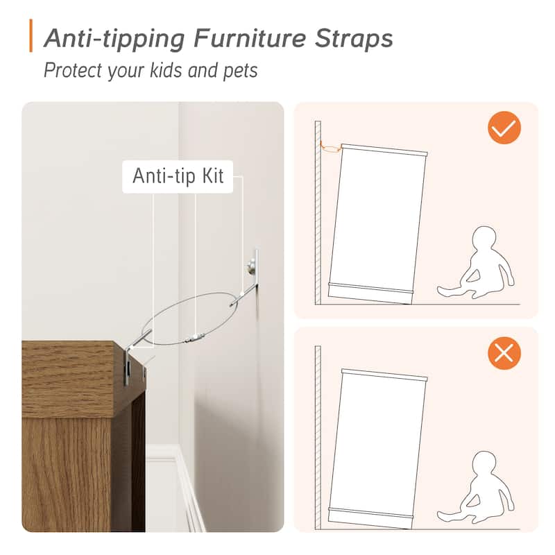 3-Column 73.3" Tall Bookshelf Set with Open Storage and Glass Doors