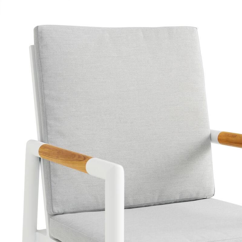 Royal Aluminum and Solid Teak Wood Outdoor Patio Dining Chairs - Set of 2
