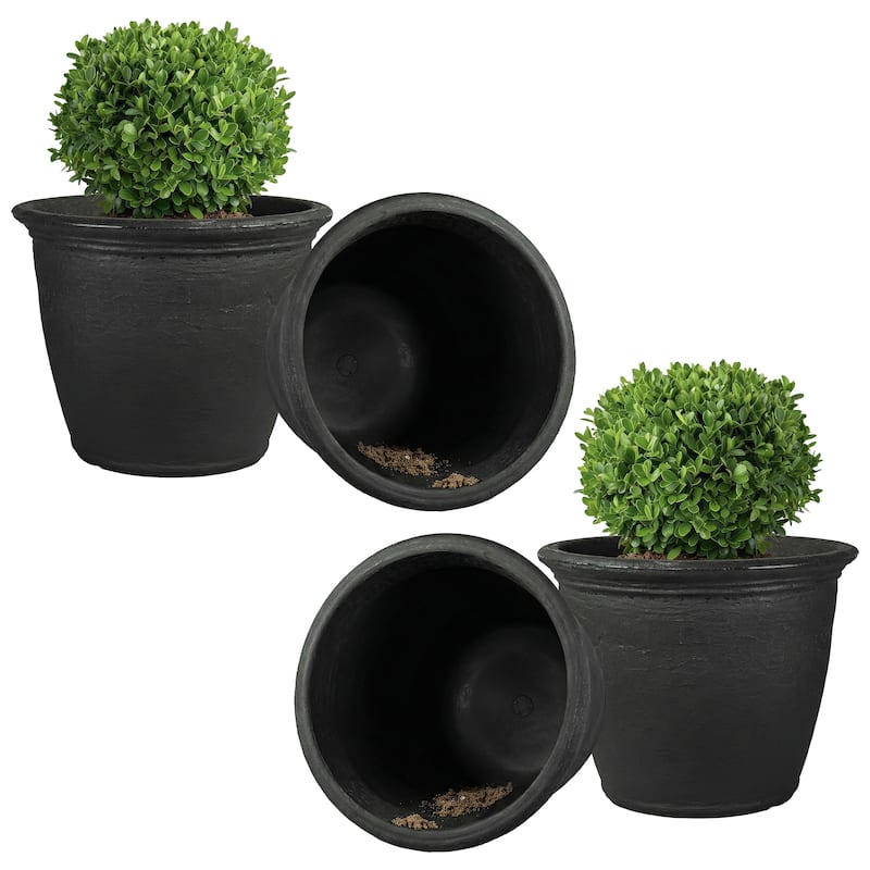Sunnydaze Anjelica Polyresin Large Round Outdoor Planter - 24" - Set of 4 - 20 in