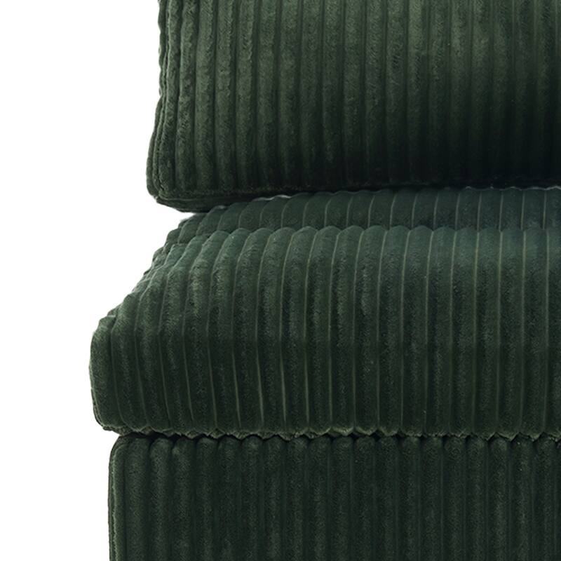 Plush Corduroy Upholstered Modular Sectional Sofa with Chaise