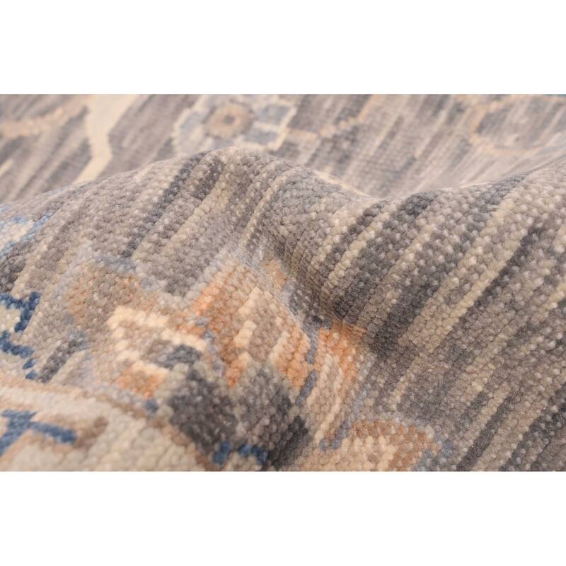 ECARPETGALLERY Hand-knotted Modern Oushak Dark Grey Wool Rug - 9'0 x 12'3