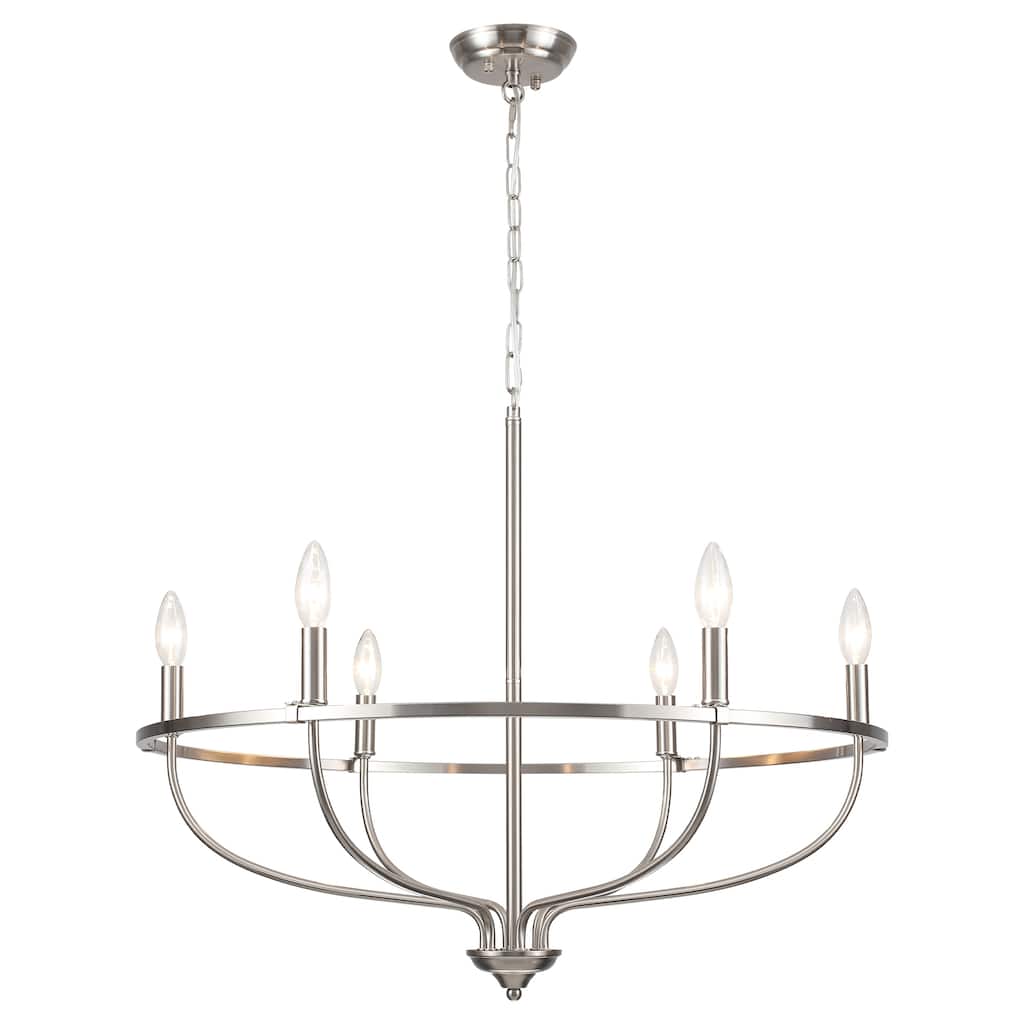 6-Light Circle Candlestick Hanging Linear Chandelier Lighting Island Chandelier Fixture for Kitchen Island