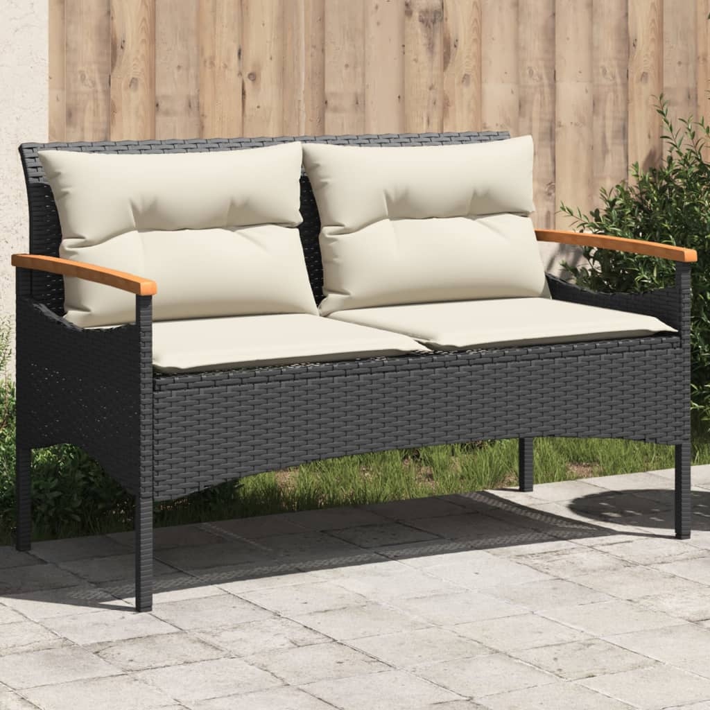 Black wicker bench outdoor sale
