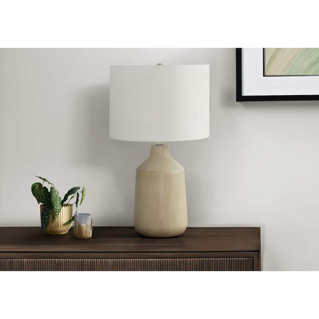 Lighting, 24"h, Table Lamp, Beige Concrete, Ivory / Cream Shade, Contemporary