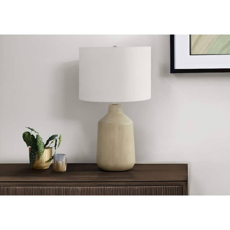 Lighting, 24"h, Table Lamp, Beige Concrete, Ivory / Cream Shade, Contemporary