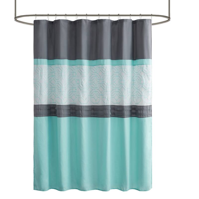 Shane Embroidered and Pieced Shower Curtain by 510 Design