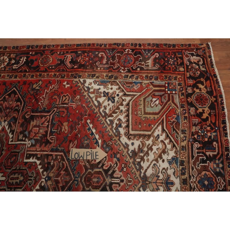 Hand Knotted Oriental 100% Wool Carpet Traditional Medallion Oranges & Rust Heriz Area Rug - 9' 4'' X 6' 9''