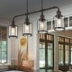 preview thumbnail 4 of 13, Arlo 34" 4-Light Farmhouse Industrial Iron/Glass Linear LED Pendant, Oil Rubbed Bronze/Clear by JONATHAN Y