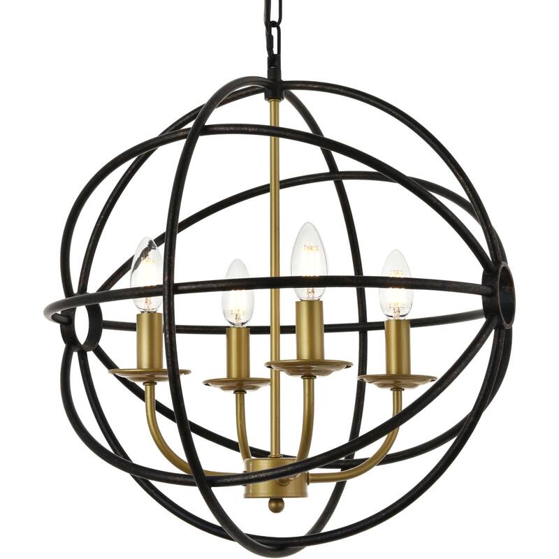Elegant Lighting Octavia 4 Light 18" Wide Taper Candle Pendant - Brass / Dark Brown