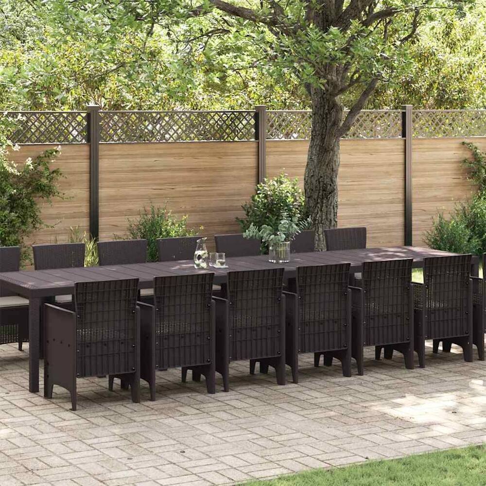 vidaXL Garden Dining Set 15/17 pcs Anthracite/Brown Polt rattan - 400 x 100 x 73 cm