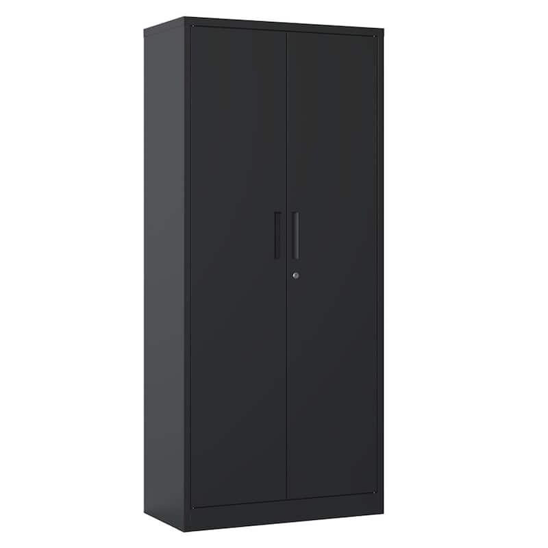 72"H Metal Lockable Storage Cabinet with Doors and 4 Shelves