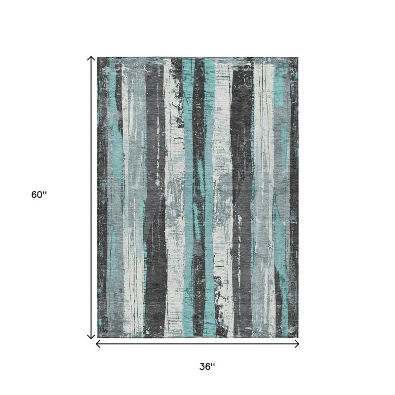 HomeRoots Striped Transitional Rectangle Outdoor Rug