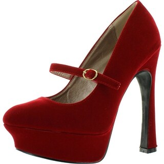 red velvet court shoes