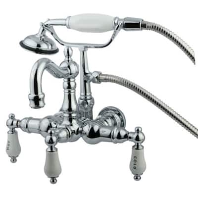 Elements Of Design Double Handle Clawfoot Wall Mounted Tub Filler with