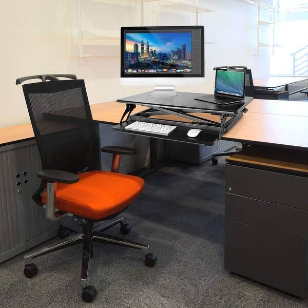 Shop Tabletop Height Adjustable Stand Desk With Keyboard Tray Mi