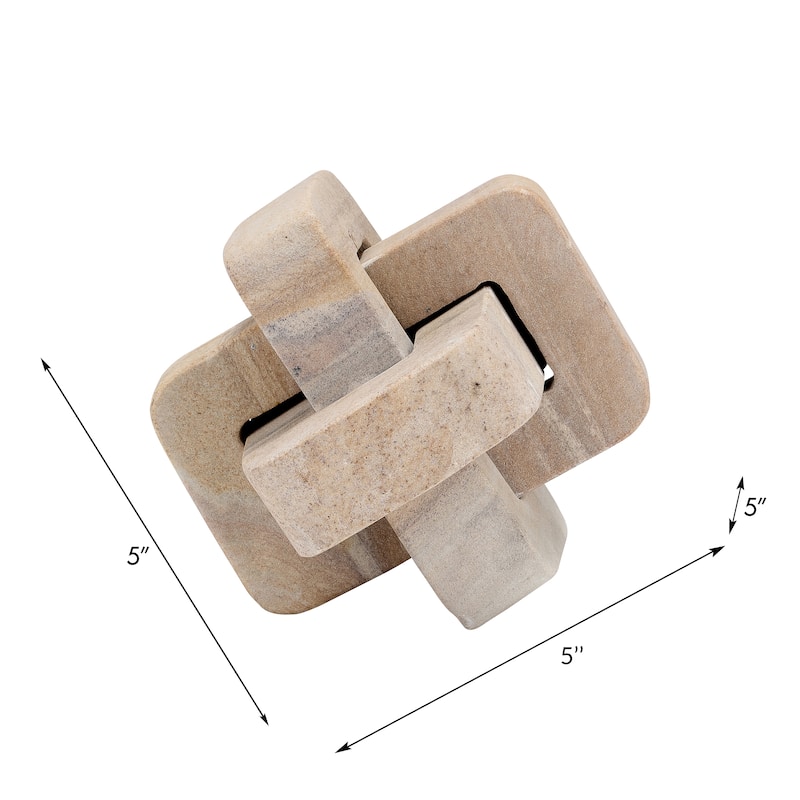 Sagebrook Home Neutral Modern Marble, 5" Knot, Natural - 5" x 5" x 5"
