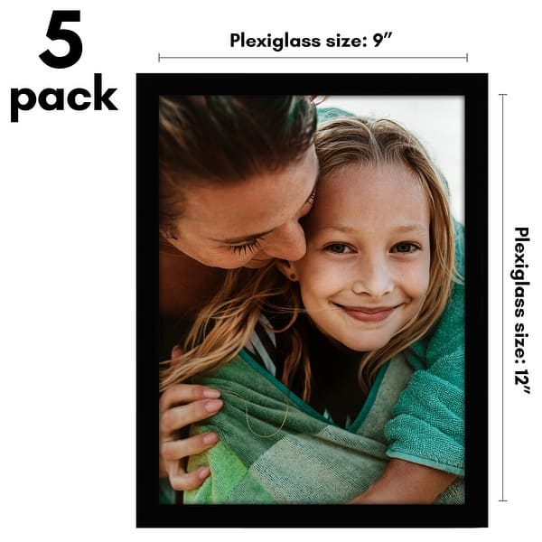 dimension image slide 5 of 22, Americanflat 5 Pack of Picture Frames with Mat - Plexiglass Cover