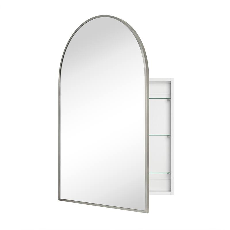 TEHOME Arched Bathroom Medicine Cabinet with Mirror Recessed and Surface Mount Medicine Cabinet Mirror