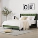 preview thumbnail 50 of 70, Spruce & Spring Eleanor Upholstered Platform Bed Frame with Vertical Stripe Headboard