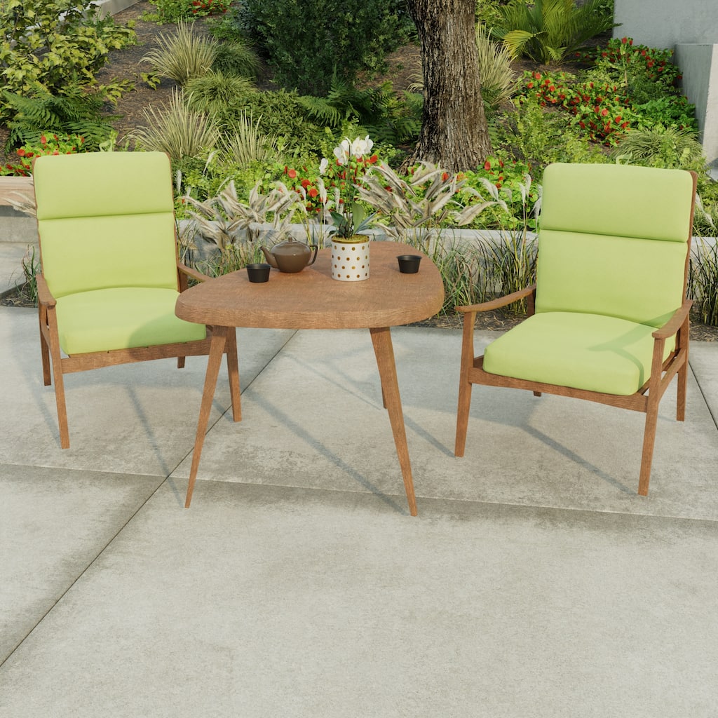 22" x 44" Green Solid Outdoor Chair Cushion with Ties and Loop - 44'' L x 22'' W x 4'' H