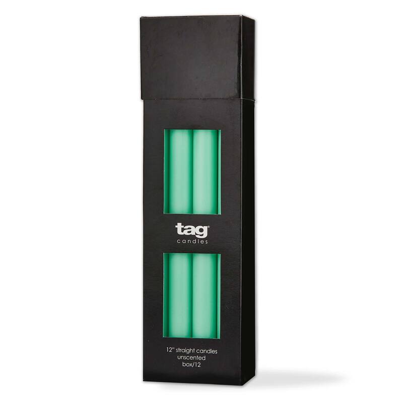 Color Studio 12" Straight Taper Unscented Smokeless Paraffin Wax Candle Seafoam Burn Time 12 hrs. Sold In Units of 1