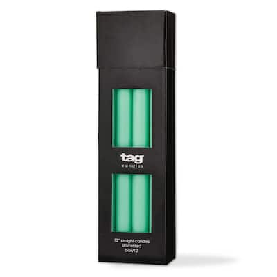 Color Studio 12" Straight Taper Unscented Smokeless Paraffin Wax Candle Seafoam Burn Time 12 hrs. Sold In Units of 1