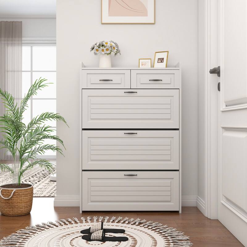 MDF Shoe Storage Cabinet with 3 Doors 2 Drawers