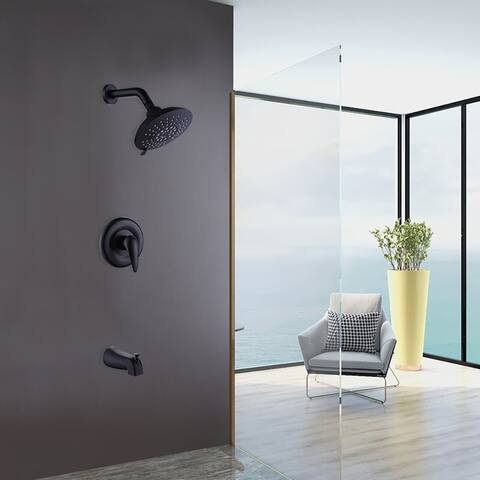 Single-Handle 5-Spray Tub and Shower Faucet with Rough-in Valve in Matte Black / Brushed Nickel / Chrome (Valve Included)
