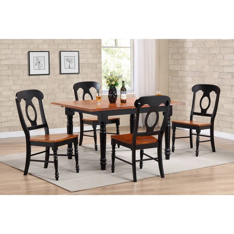 Extendable Dining Set - 5 Piece Rectangular Table & Chairs - Butterfly Leaf Table - Seats 4-6
