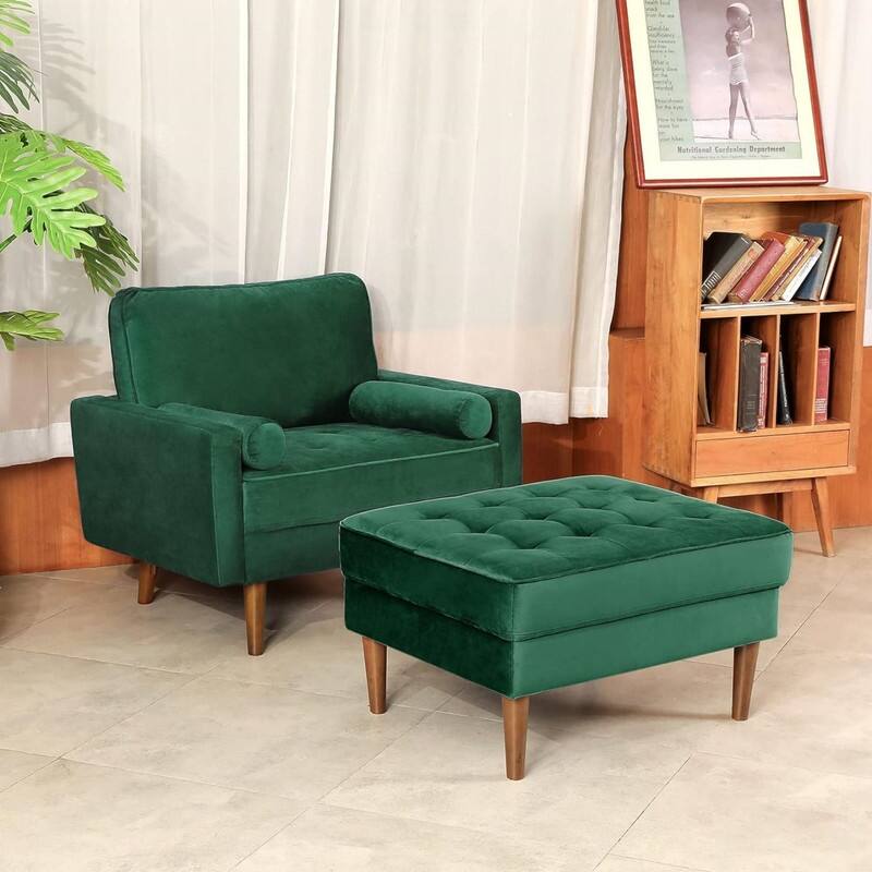 Oversized Upholstered Velvet Ottomans Bench