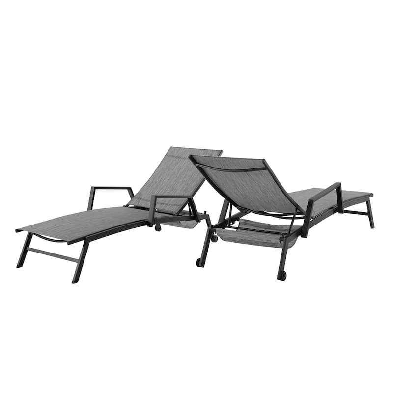 Corvus Sorrento Outdoor Sling Fabric Adjustable Chaise Lounge with Arms