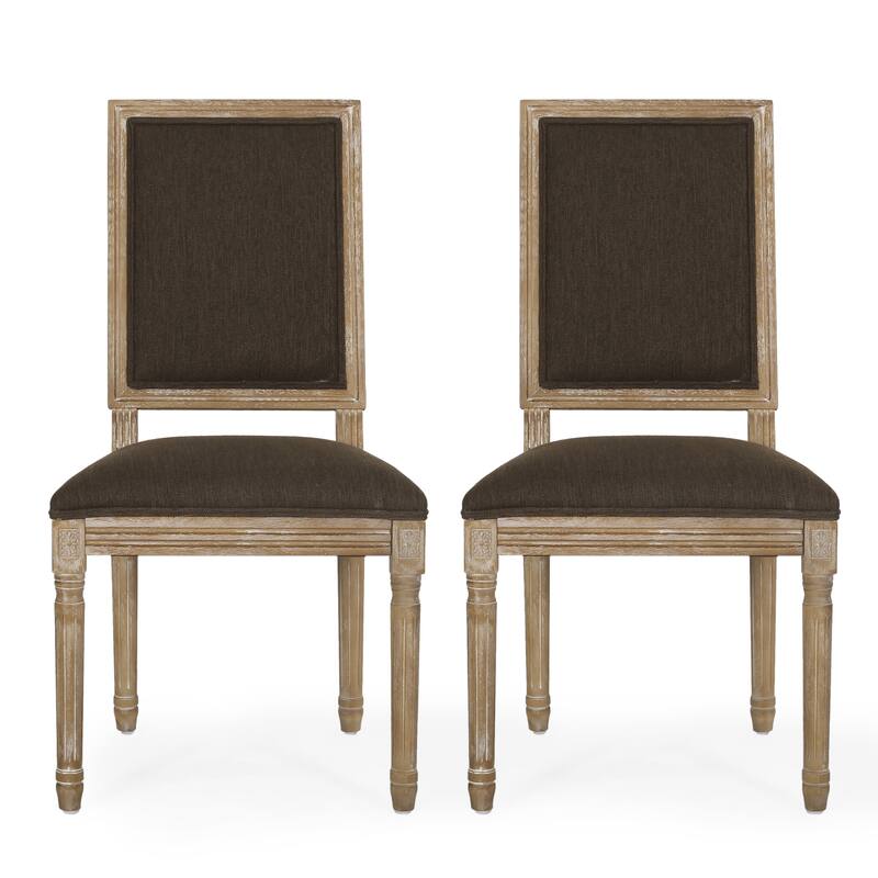 Dining Chairs with Upholstered Backrest, Fluted Legs, Set of 2 - Brown