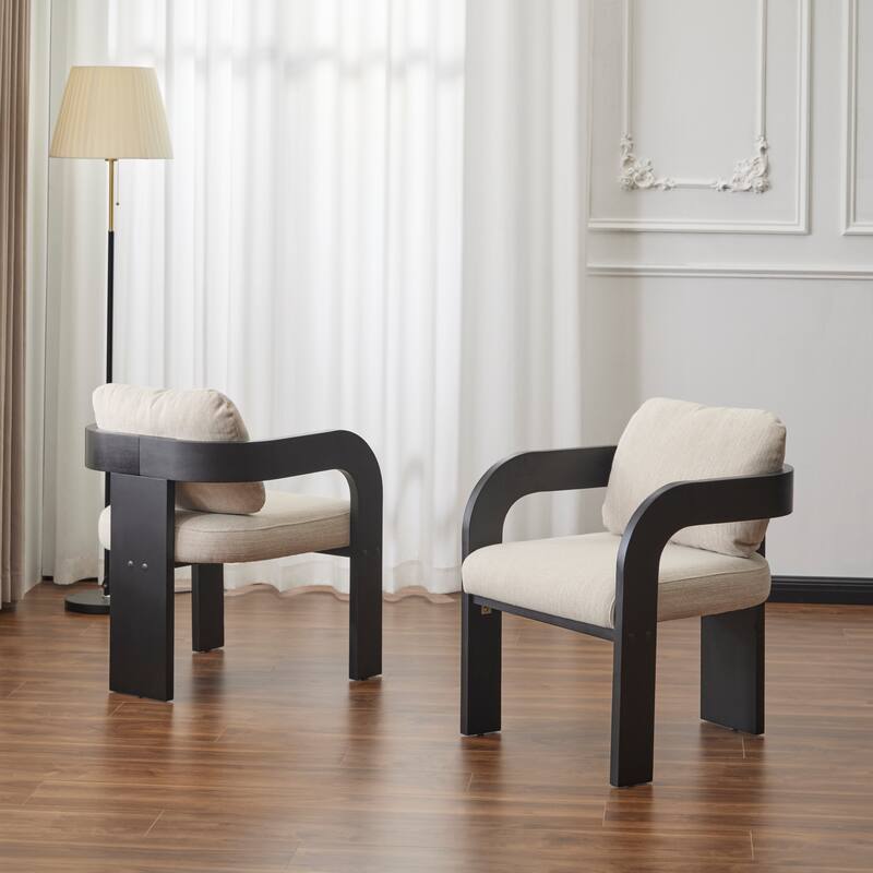 Christopher Knight Home - Seraphina Rubber Wood Dining Chair with Pillow Back(Set of 2) - Beige + Black