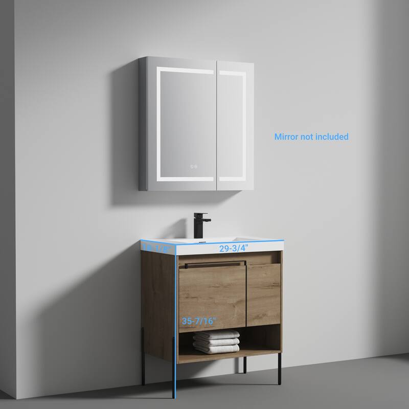 Blossom Turin 30 Inch Freestanding Bathroom Vanity with Acrylic Sink