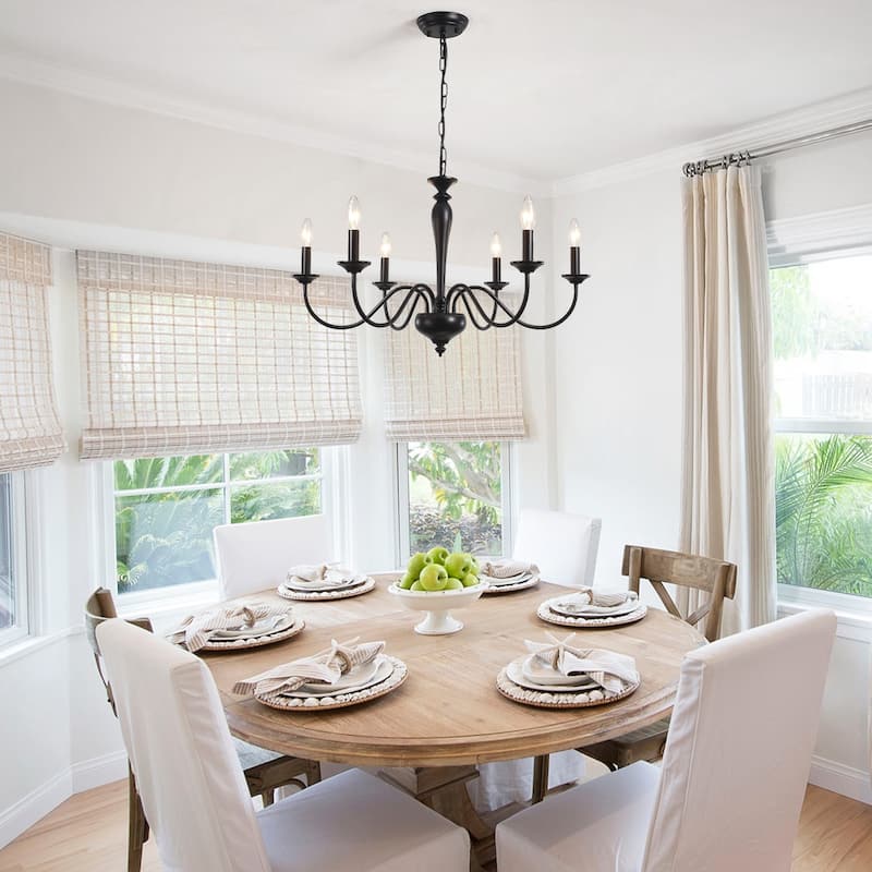 6-Light 27.95-inch Industrial Candle Chandelier Light for Bedroom Foyer
